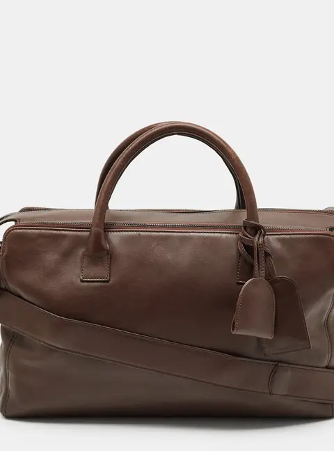 Chanel Vintage Triple Zip Brown Leather Weekender Bag