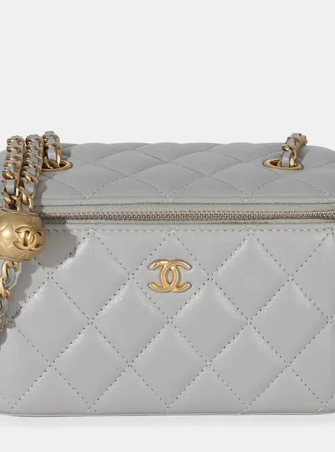 Chanel Pearl Crush Small Grey Lambskin Leather Vanity Bag