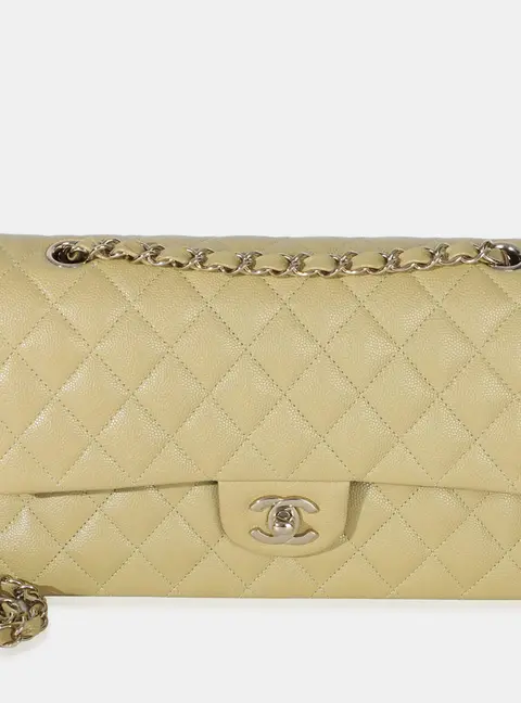 Chanel Classic Medium Olive Caviar Leather Double Flap Bag