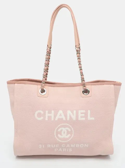 Chanel Deauville Medium Pink Canvas Tote