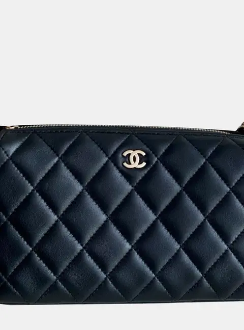 Chanel Small Black Lambskin Leather Shoulder Bag