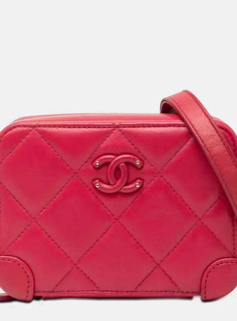 Chanel Pink Chanel Covered CC Quilted Lambskin Mini Pink Camera Crossbody Bag