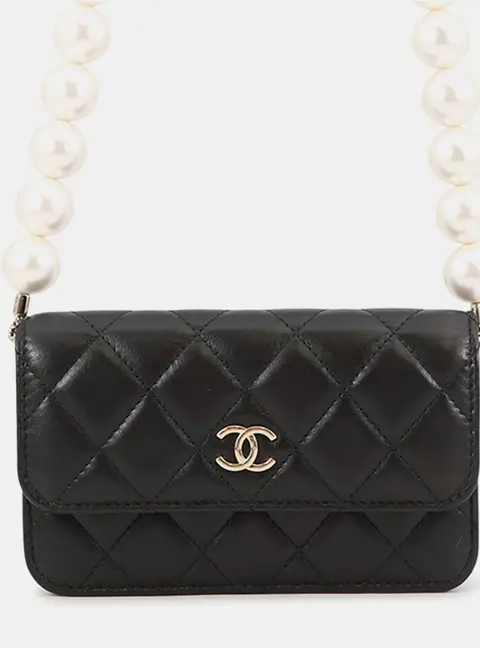 Chanel Matelasse Mini Black Lambskin Leather Shoulder Bag