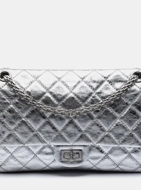 Chanel Reissue 2.55 226 Silver Metallic Aged Calfskin Flap Bag