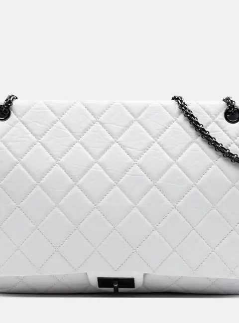Chanel Reissue 2.55 Maxi White Aged Calfskin Single Flap Bag