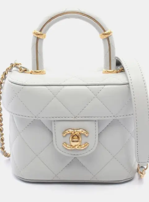 Chanel Matelasse Vanity Small Light Blue Lambskin Shoulder Bag