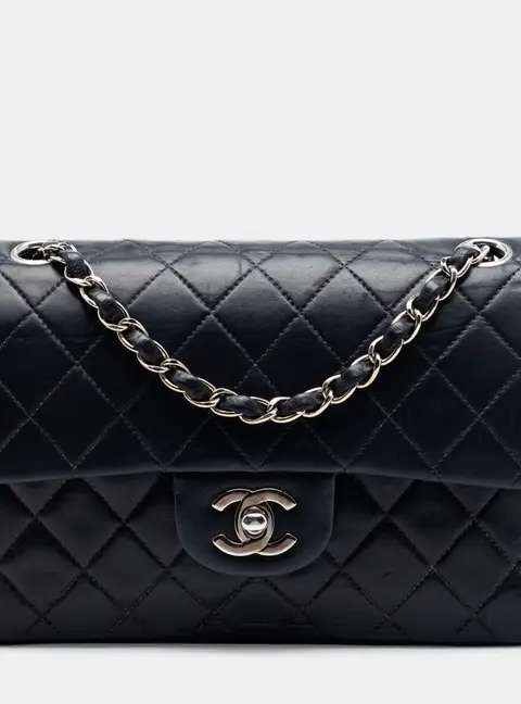 Chanel Classic Small Black Lambskin Silver Hardware Flap Bag