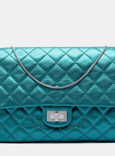 Chanel Reissue 2.55 226 Turquoise Metallic Calfskin Leather Flap Bag