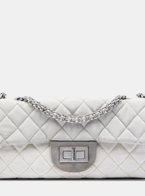 Chanel Reissue 2.55 East West Flap Small Tricolor Quilted Jersey Shoulder Bag