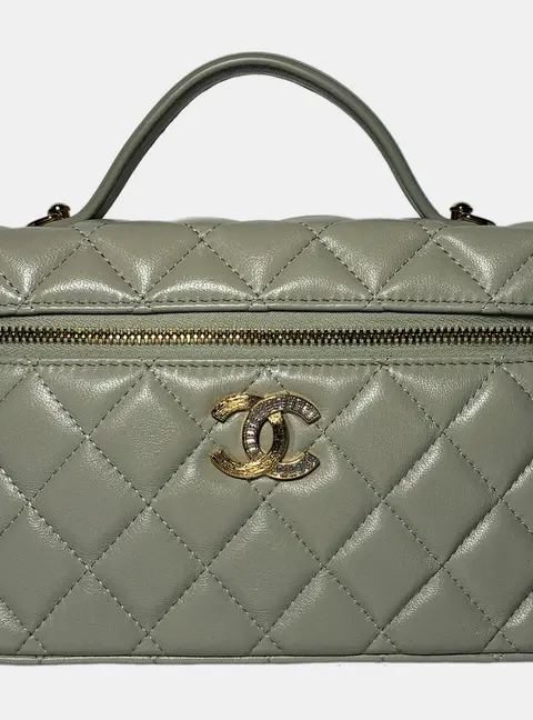 Chanel 25B Gray Lambskin Leather Vanity with Chain Bag