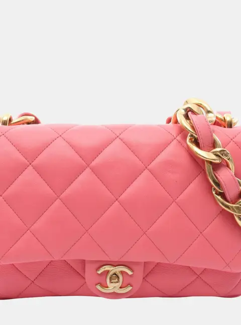 Chanel Funky Town Large Pink Quilted Lambskin Leather Flap Bag