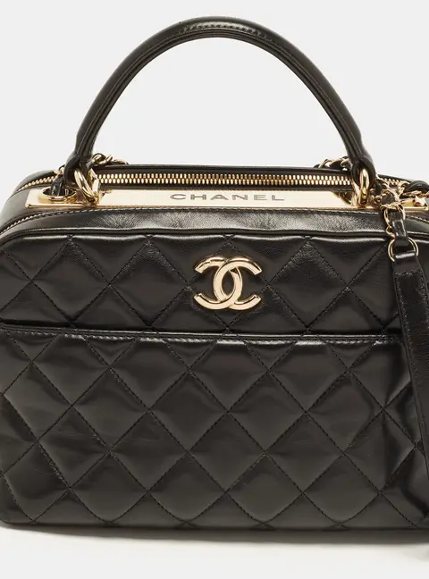 Chanel Trendy CC Medium Black Quilted Leather Bowling Bag