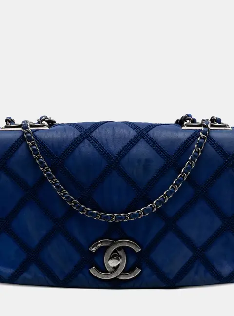 Chanel Diamond Stitch Small Blue Iridescent Calfskin Flap Bag