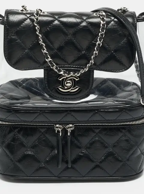 Chanel Aquarium Black/Clear Leather and PVC Shoulder Bag