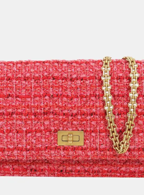 Chanel Reissue 2.55 Wallet On Chain Pink Red Tweed Shoulder Bag