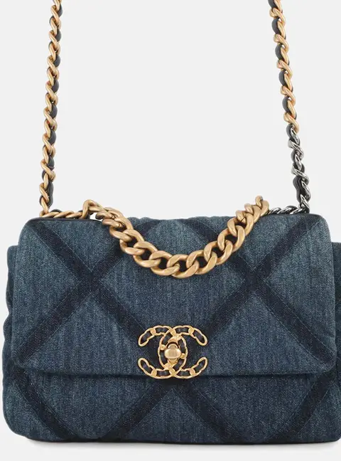 Chanel 19 Medium Blue Denim Quilted Flap Bag