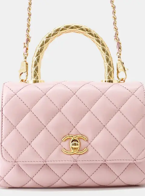 Chanel Coco Handle XXS Pink Lambskin Leather Top Handle Bag