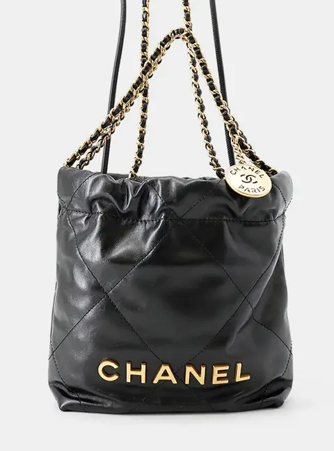 Chanel Chanel 22 Mini Black Shiny Calfskin Leather Shoulder Bag