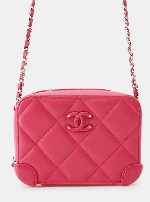 Chanel Matelasse Vanity Small Pink Lambskin Leather Crossbody Bag