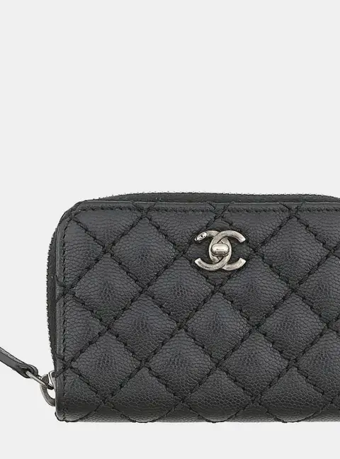 Chanel Quilted Black Caviar Leather Coin Purse
