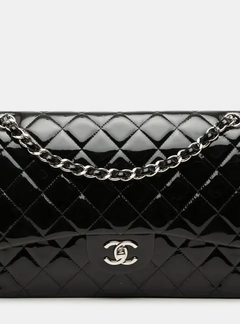 Chanel Jumbo Classic Black Patent Leather Shoulder Bag