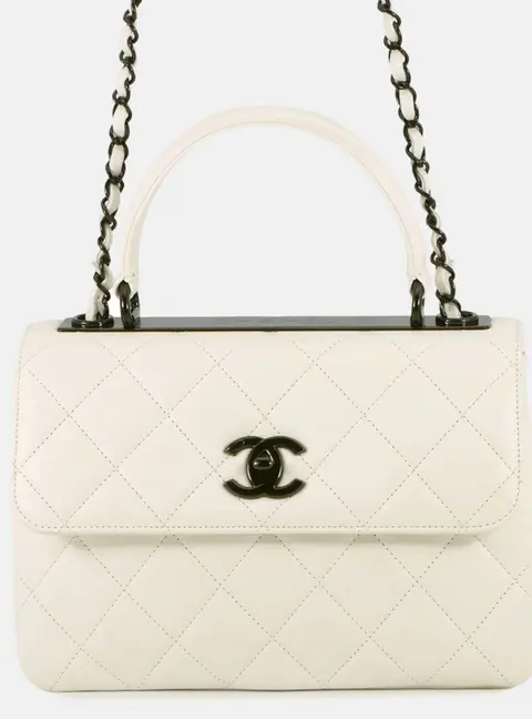 Chanel Trendy CC Small White Lambskin Leather Shoulder Bag