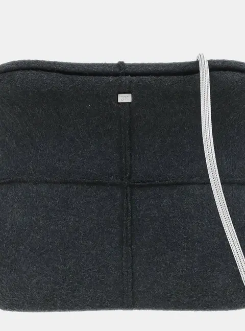 Chanel Identification Millennium Grey Felt Silver Metal Crossbody Shoulder Bag