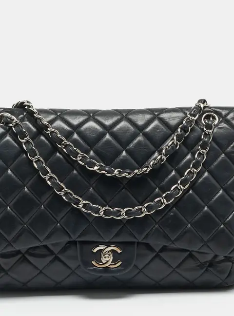 Chanel Classic Single Maxi Black Quilted Leather Flap Bag