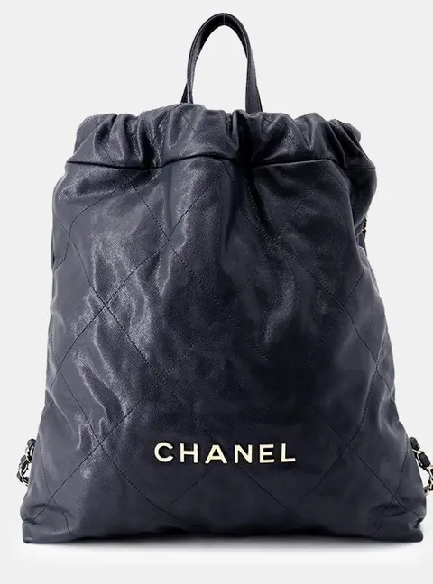 Chanel Chanel 22 Large Navy Caviar Leather Backpack Bag