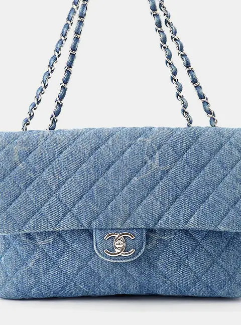 Chanel Classic Flap Medium Blue Denim Shoulder Bag