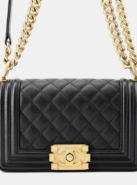 Chanel Boy Chanel 20 Black Caviar Leather Shoulder Bag