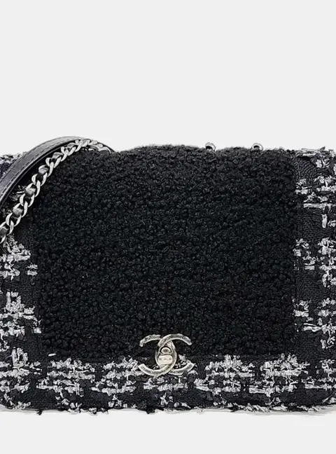 Chanel Medium Black Tweed Shoulder Bag