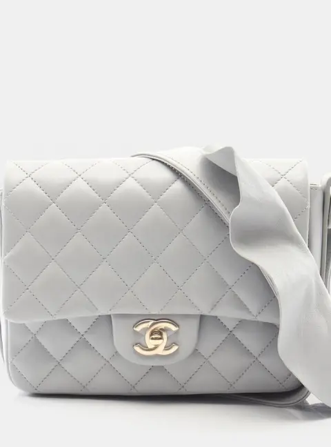 Chanel Bolero de Chanel Flap Small Gray Calfskin Leather Crossbody Bag