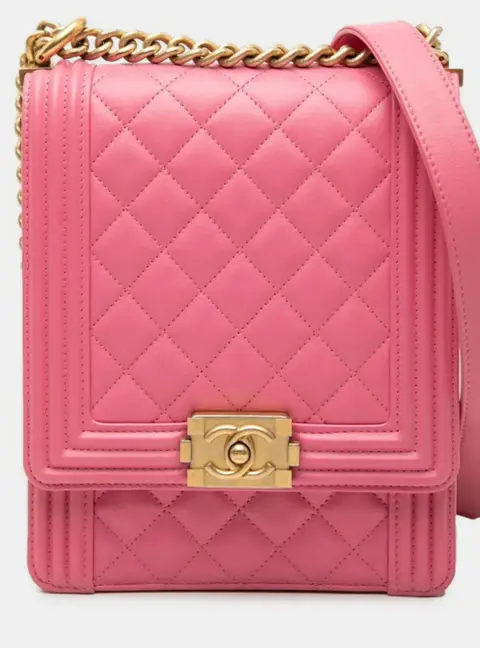 Chanel North South Boy Pink Lambskin Shoulder Bag