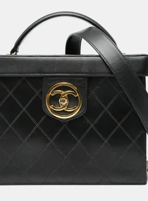 Chanel Bicolore Vintage Black Lambskin Vanity Case Shoulder Bag