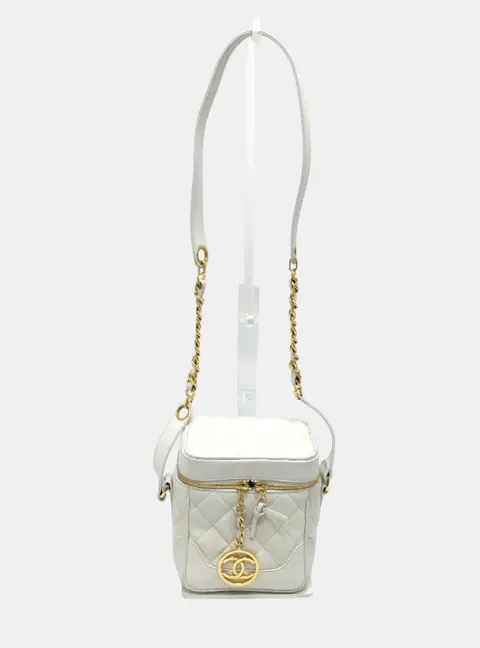 Chanel CC Mark Vanity White Lambskin Leather Shoulder Bag