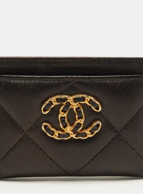 Chanel 19 Black Quilted Leather Card Holder