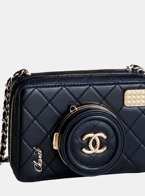 Chanel Camera Bag Mini Black Lambskin Leather Crossbody Bag