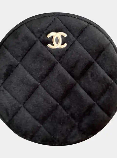 Chanel Diamond Ball Small Black Velvet Crossbody Bag