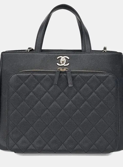 Chanel Business Affinity Large Black Caviar Leather Top Handle Bag