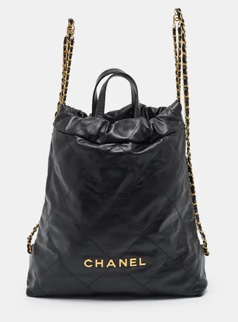 Chanel 22 Black Quilted Leather Backpack