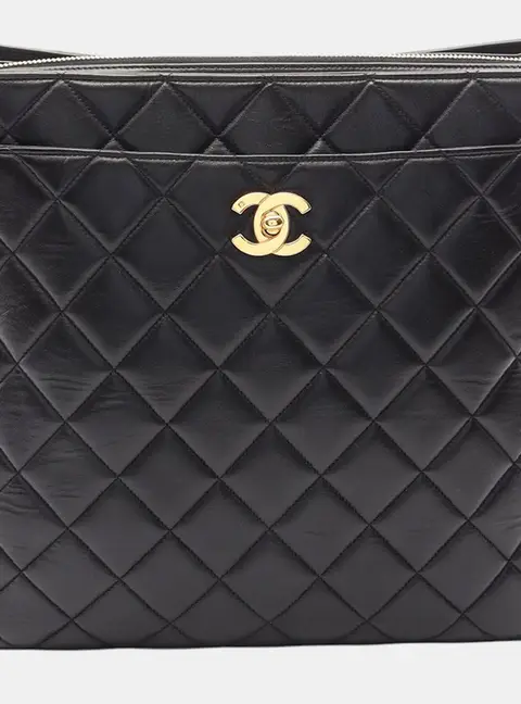 Chanel Matelasse CC Square Black Lambskin Backpack Bag