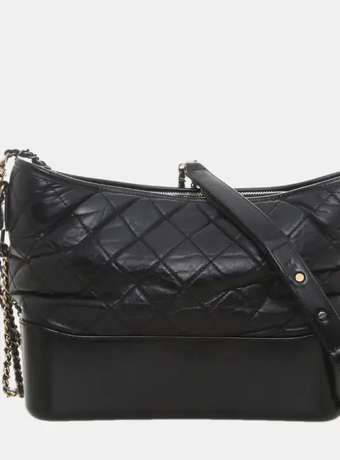 Chanel Gabrielle Hobo Bag Black Leather Quilted Hobo Bag