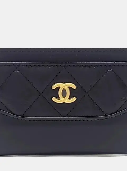 Chanel Gabrielle Black Calfskin Leather Card Holder Bag