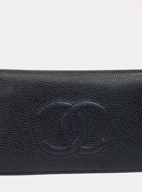 Chanel Continental Wallet Black Caviar Leather Wallet Bag