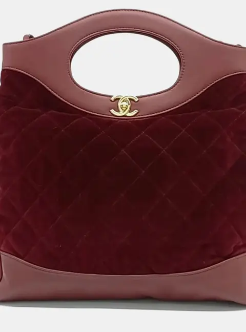 Chanel 31 Shopping Bag Red Velvet Leather Top Handle Bag