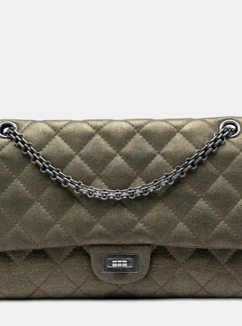 Chanel Reissue 2.55 226 Bronze Metallic Aged Calfskin Double Flap Shoulder Bag