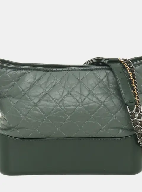 Chanel Gabrielle Medium Green Aged Calfskin Leather Hobo Bag