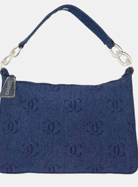 Chanel CC Denim Small Blue Denim Acrylic Shoulder Bag