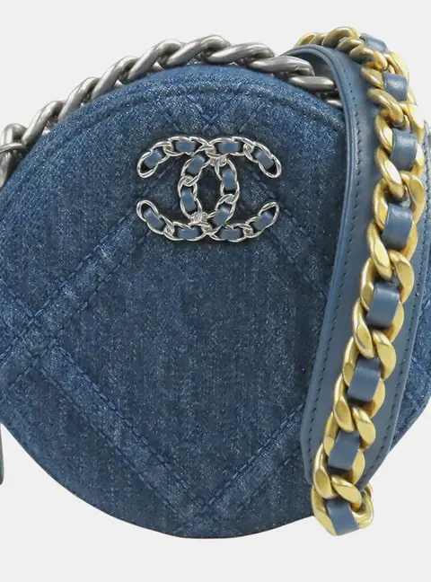 Chanel 19 Mini Blue Quilted Denim Crossbody Bag